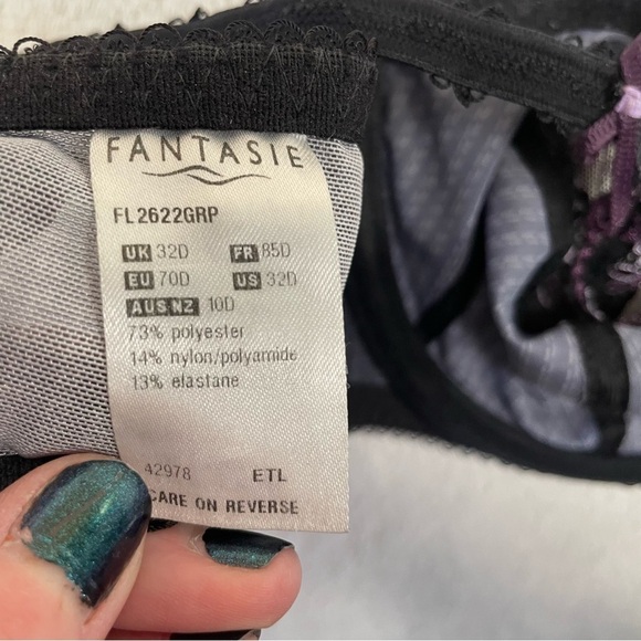 Fantasie Women's Skylar Underwire Full Coverage Bra Womens 32D pinstripe lace - Picture 9 of 9